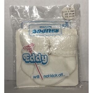 New Vintage Eddy Baby Booties White Socks Size 9-18 Months